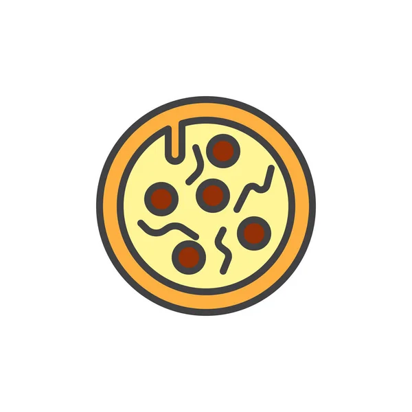 Ícone Contorno Cheio Pizza Sinal Vetor Linha Pictograma Colorido Linear —  Vetores de Stock