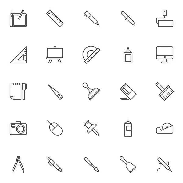 Design Elements Outline Icons Set Linear Style Symbols Collection Line — Stock Vector