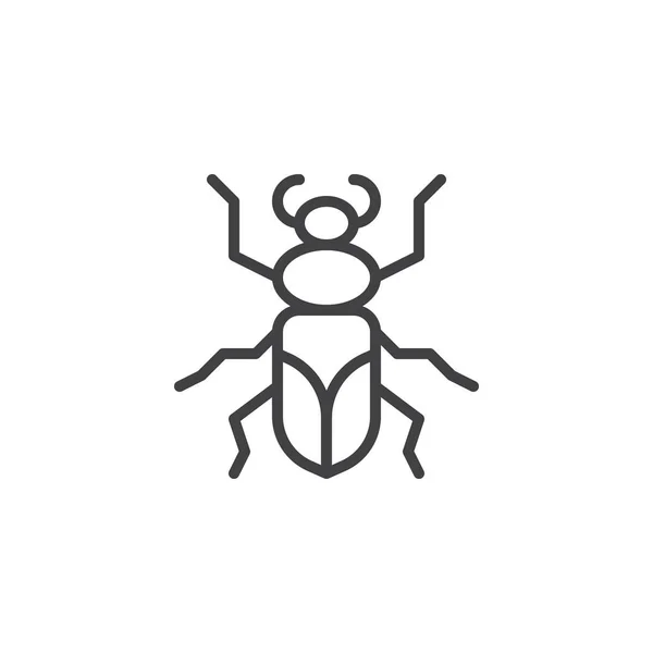 Icône Ligne Insecte Scarabée Terrestre Signe Vectoriel Contour Pictogramme Style — Image vectorielle