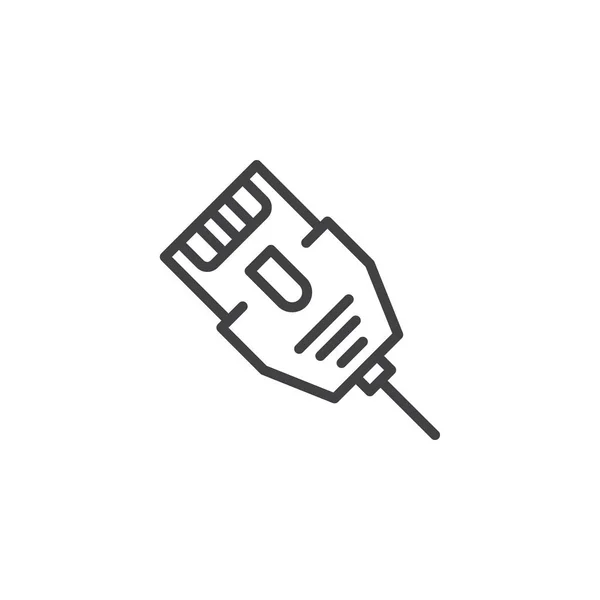Ikon Kabel Penghubung Lan Tanda Vektor Garis Luar Piktogram Gaya - Stok Vektor