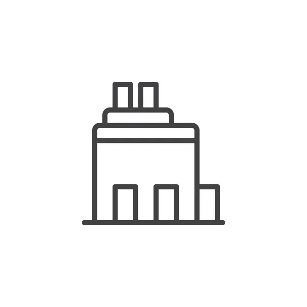 Fabrikgebäude Liniensymbol Umrissvektorzeichen Lineares Stilpiktogramm Auf Weiß Isoliert Symbol Logoabbildung — Stockvektor