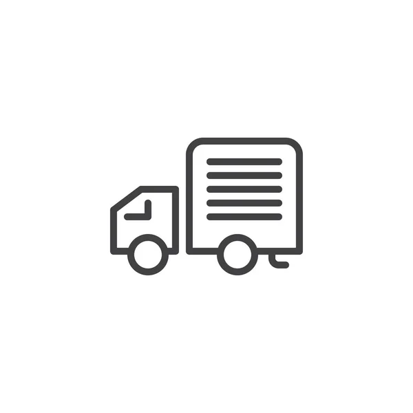 交付卡车线图标 轮廓向量标志 线性样式象形图查出在白色 货车标志 标志例证 可编辑笔画 — 图库矢量图片