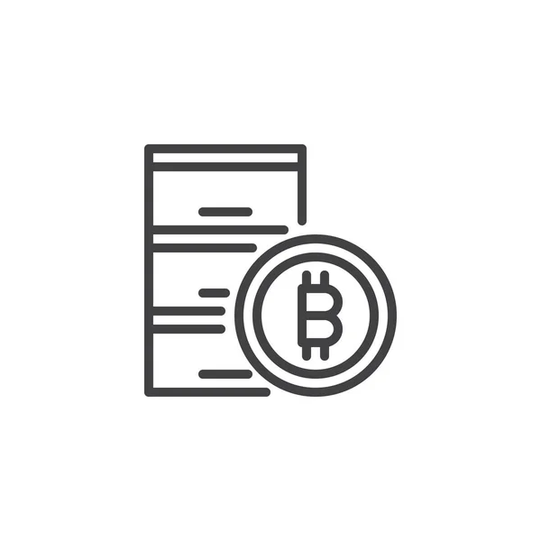 Centrum Danych Bitcoin Ikonę Konturu Styl Liniowy Znak Dla Mobilnych — Wektor stockowy