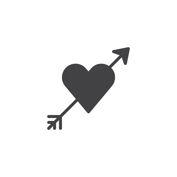 Сердце Вектором Значка Стрелки Плоский Знак Твердая Пиктограмма Изолирована Белом — стоковый вектор