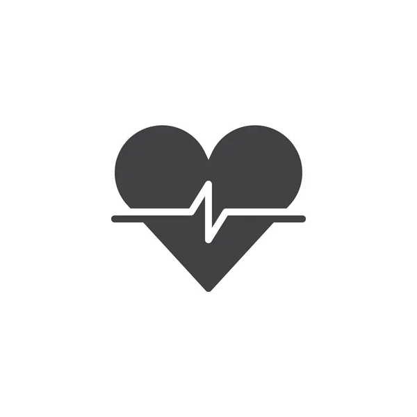 心脏心电图图标向量 填充扁平的符号 在白色查出的固体象形图 心肺心跳符号 标志插图 — 图库矢量图片