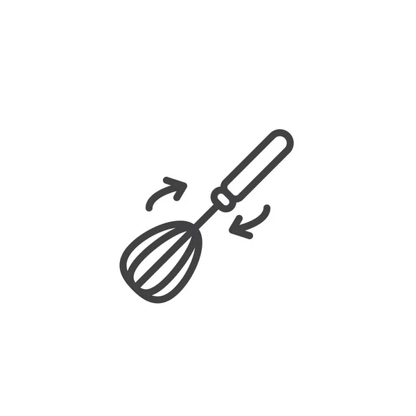 泡立て器と矢の線アイコン アウトライン ベクトル記号 直線的なスタイルのピクトグラムが白で隔離 キッチン用品 Whisking ビーター シンボル ロゴの図 編集可能なストローク — ストックベクタ