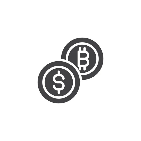 Bitcoin Dollar Coins Vector Icon Filled Flat Sign Mobile Concept — Stock Vector