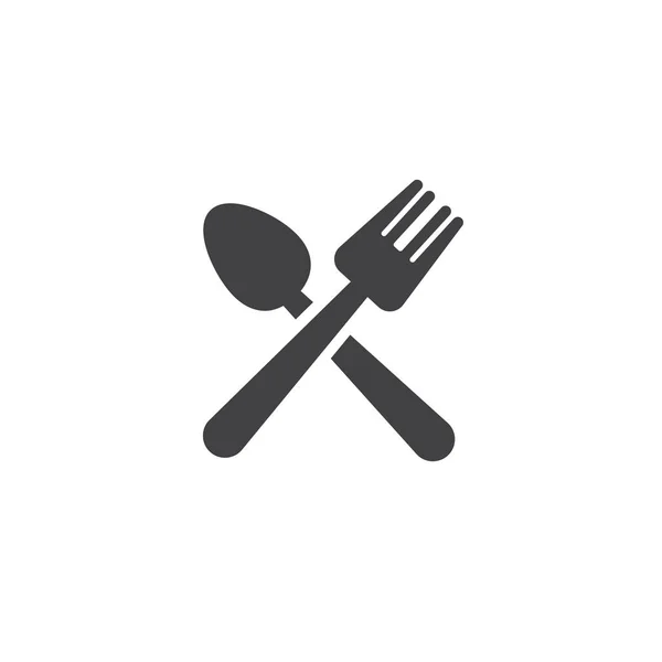 Fork Spoon Crossed Icon Vector Filled Flat Sign Solid Pictogram — Stock Vector