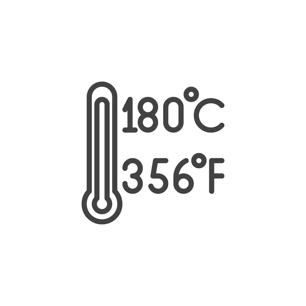 Icono Línea Temperatura Cocción Signo Vector Contorno Pictograma Estilo Lineal — Vector de stock