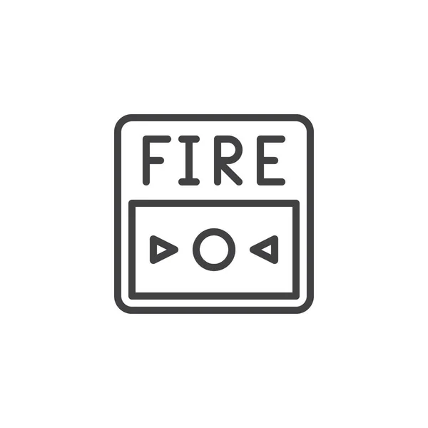 Feueralarm Taste Liniensymbol Umrissvektorzeichen Lineares Piktogramm Isoliert Auf Weiß Symbol — Stockvektor