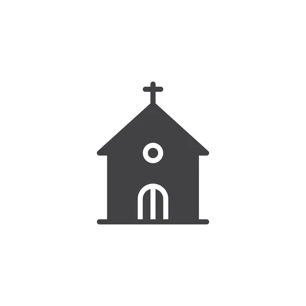 教堂建筑图标向量 填充平面标志 在白色隔离的固体象形文字 宗教标志 标志例证 — 图库矢量图片