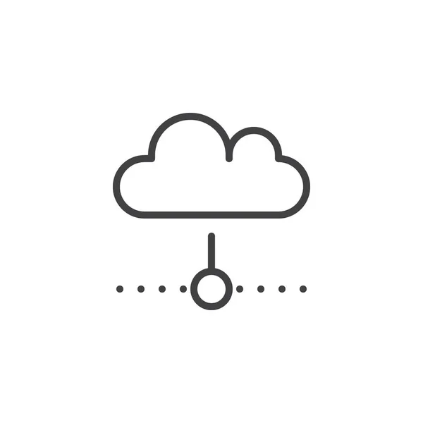 Icône Ligne Cloud Computing Signe Vectoriel Contour Pictogramme Style Linéaire — Image vectorielle