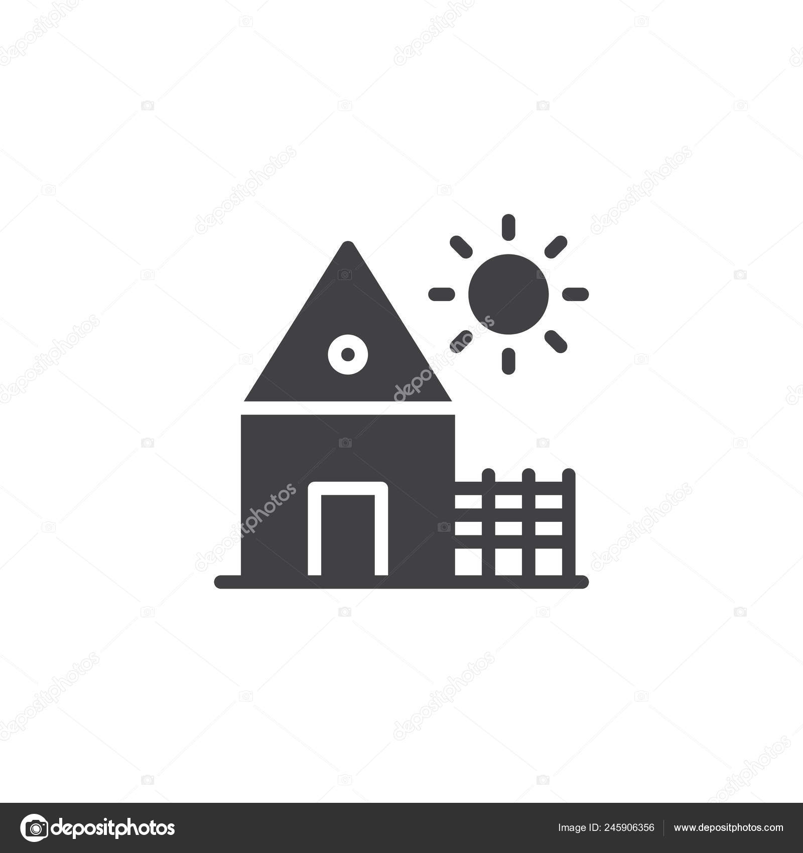 Village House Icon Vector Filled Flat Sign Solid Pictogram