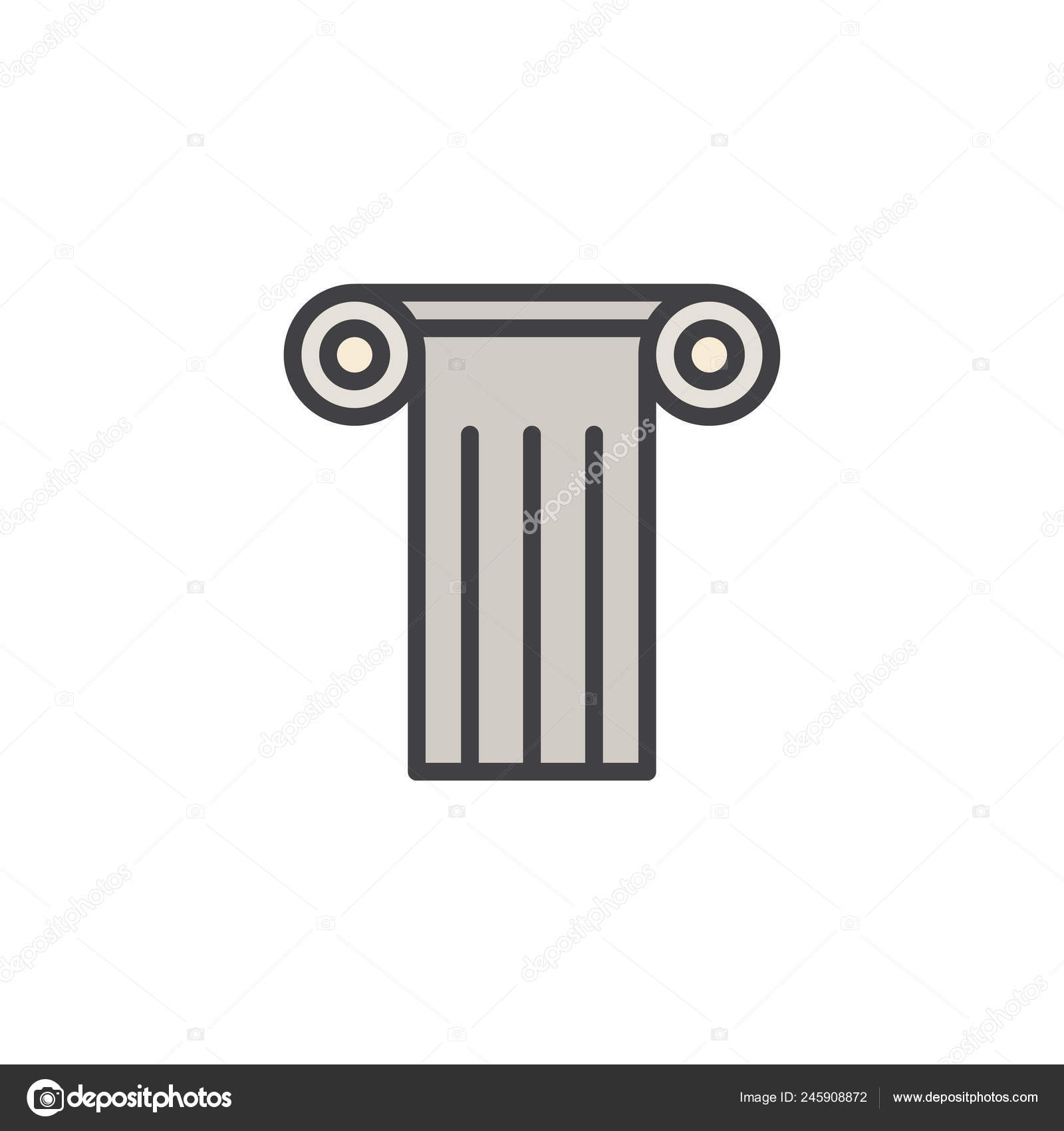 antique column filled outline icon line vector sign linear colorful