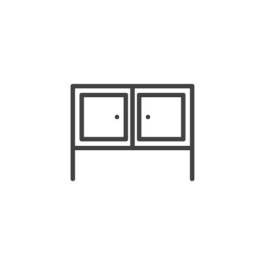 Dolap anahat simgesi. Mobil kavramı ve web tasarım için doğrusal stili işaret. Ev mobilyaları basit çizgi vektör simgesi. Sembol, logo illüstrasyon. Piksel mükemmel vektör grafikleri