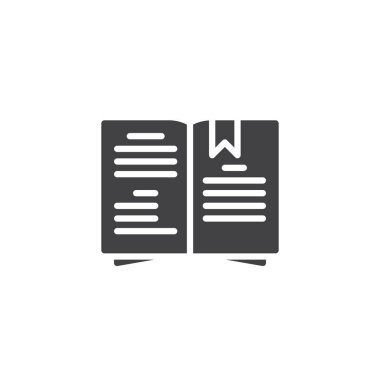 Cook kitap simge vektör, düz işareti, üzerinde beyaz izole katı piktogram dolu. Tarif kitabı logo illüstrasyon işareti simgesiyle.