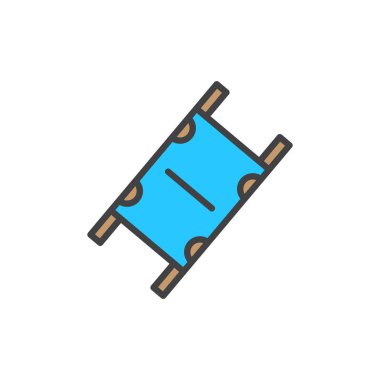 Tıbbi kolu sedye doldurulmuş anahat simgesini, çizgi vektör işareti, üzerinde beyaz izole doğrusal renkli sembol. Sembol, logo illüstrasyon. Piksel mükemmel vektör grafikleri