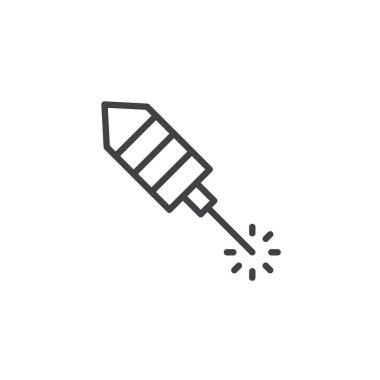 Havai fişek roket anahat simgesi. Mobil kavramı ve web tasarım için doğrusal stili işaret. Kuyu basit çizgi vektör simgesi. Sembol, logo illüstrasyon. Piksel mükemmel vektör grafikleri