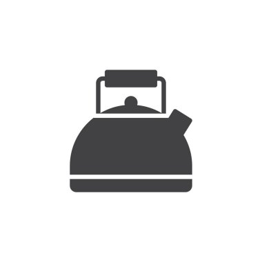 Su ısıtıcısı vektör simgesi. Mobil kavramı ve web tasarım için düz işareti dolu. çay potu basit katı simgesi. Sembol, logo illüstrasyon. Piksel mükemmel vektör grafikleri