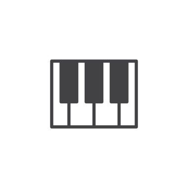 Piyano tuşları simge vektör, düz işareti, üzerinde beyaz izole katı piktogram dolu. Klavye müzik sembolü, logo illüstrasyon.