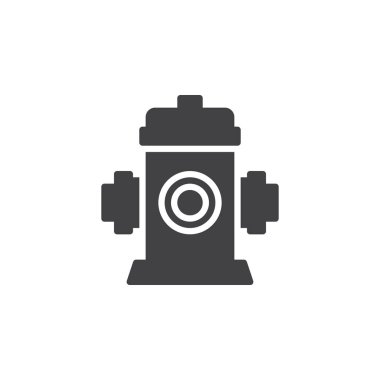 İtfaiye hidrant simge vektör, dolu düz işareti, üzerinde beyaz izole katı piktogram. Yangın güvenlik sembolü, logo illüstrasyon.