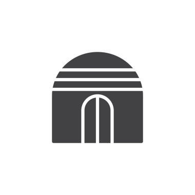 Igloo simge vektör, düz işareti, üzerinde beyaz izole katı piktogram dolu. Buz evi sembolü, logo illüstrasyon.