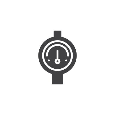 Ölçüm vektör simgesi. Mobil kavramı ve web tasarım için düz işareti dolu. Manometre, basınç ölçüm basit katı simgesi. Sembol, logo illüstrasyon. Piksel mükemmel vektör grafikleri