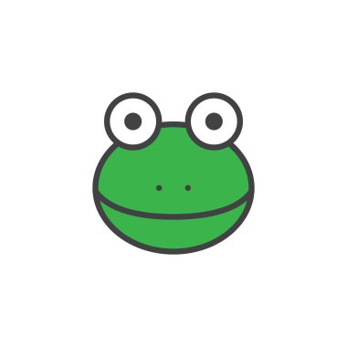 Kurbağa kafası dolu anahat simgesini, çizgi vektör işareti, üzerinde beyaz izole doğrusal renkli sembol. Sembol, logo illüstrasyon. Piksel mükemmel vektör grafikleri