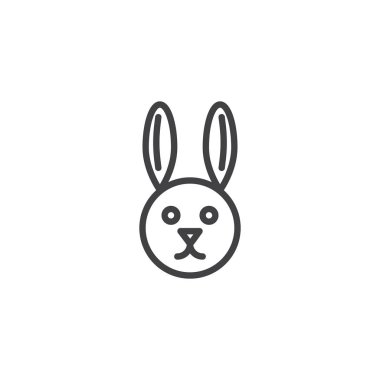 Tavşan hayvan anahat simgesi. Mobil kavramı ve web tasarım için doğrusal stili işaret. Tavşan düz çizgi vektör simge kafa. Sembol, logo illüstrasyon. Piksel mükemmel vektör grafikleri