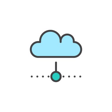 Bulut bilgisayar doldurulmuş anahat simgesini, çizgi vektör işareti, üzerinde beyaz izole doğrusal renkli sembol. Sembol, logo illüstrasyon. Piksel mükemmel vektör grafikleri