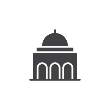 Simge vektör, Bina Oriental düz işareti, üzerinde beyaz izole katı piktogram dolu. Sembol, logo illüstrasyon.