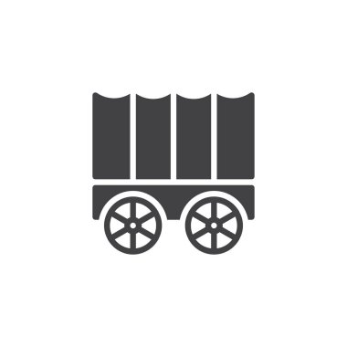 At taşıma vagon simge vektör, dolu düz işareti, üzerinde beyaz izole katı piktogram. Sembol, logo illüstrasyon.