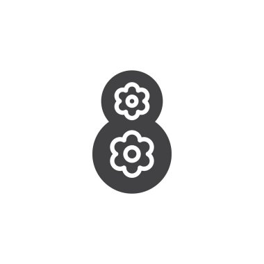 Çiçekler vektör simgesi olan sekiz numara. Mobil kavramı ve web tasarım için düz işareti dolu. Kadın gün basit katı simgesi. Sembol, logo illüstrasyon.