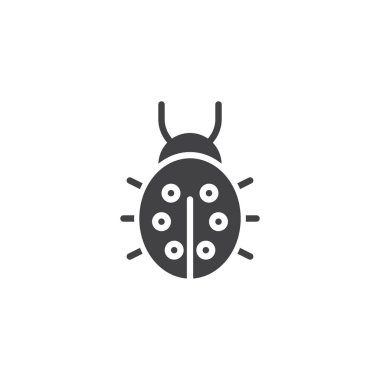 Uğur böceği vektör simgesi. Mobil kavramı ve web tasarım için düz işareti dolu. Bayan inek basit katı simgesi. Sembol, logo illüstrasyon. Piksel mükemmel vektör grafikleri