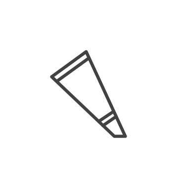 Hamur işi çanta için dekore kek satırı simgesi, anahat vektör işareti, üzerinde beyaz izole doğrusal stil piktogram. Krema torba ve meme sembolü, logo illüstrasyon. Düzenlenebilir kontur