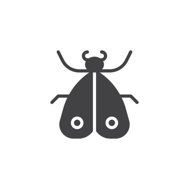 Güve böcek simge vektör, düz işareti, üzerinde beyaz izole katı piktogram dolu. Köstebek kelebek sembolü, logo illüstrasyon.