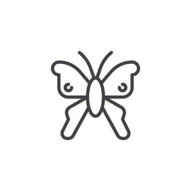 Kelebek satırı simgesi, vektör işareti, anahat üzerinde beyaz izole doğrusal stil piktogram. Sembol, logo illüstrasyon. Düzenlenebilir kontur