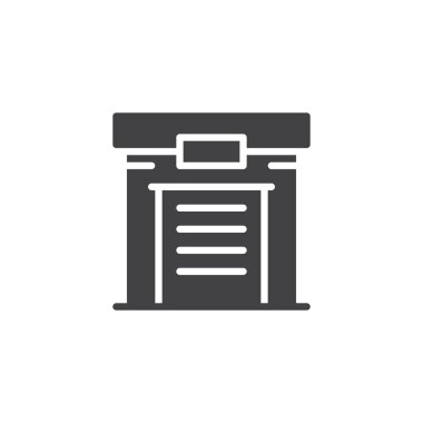 Ambar vektör simgesi. Mobil kavramı ve web tasarım için düz işareti dolu. Endüstriyel depo basit katı simgesi. Sembol, logo illüstrasyon. Piksel mükemmel vektör grafikleri