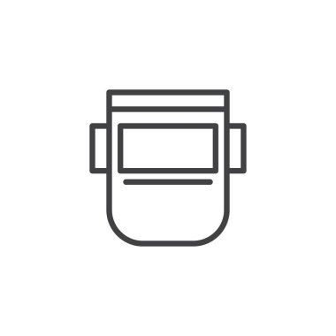 Kaynak maskesi anahat simgesi. Mobil kavramı ve web tasarım için doğrusal stili işaret. Kaynakçı kask basit çizgi vektör simgesi. Sembol, logo illüstrasyon. Piksel mükemmel vektör grafikleri