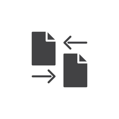 Dosyaları simge vektör, dolu düz işareti, üzerinde beyaz izole katı piktogram aktarın. Veri Borsası sembolü, logo illüstrasyon.