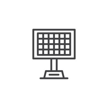 Güneş paneli anahat simgesi. Mobil kavramı ve web tasarım için doğrusal stili işaret. Eko enerji basit çizgi vektör simgesi. Sembol, logo illüstrasyon. Piksel mükemmel vektör grafikleri