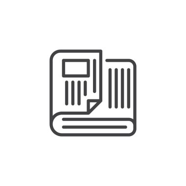 Gazete anahat simgesi. Mobil kavramı ve web tasarım için doğrusal stili işaret. Haber basit çizgi vektör simgesi. Sembol, logo illüstrasyon. Piksel mükemmel vektör grafikleri