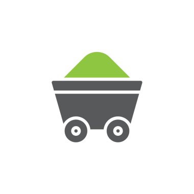 Benim arabası simge vektör, dolu düz işareti, bicolor piktogram, yeşil ve gri renkler. Barrow sembolü, logo illüstrasyon