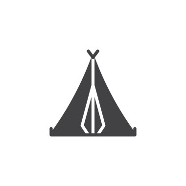 Kamp çadır vektör simgesi. Mobil kavramı ve web tasarım için düz işareti dolu. Spor ve Turizm basit katı simgesi. Sembol, logo illüstrasyon. Piksel mükemmel vektör grafikleri