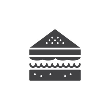 Sandviç simge vektör, dolu düz işareti, üzerinde beyaz izole katı piktogram. Ekmek sembolü, logo illüstrasyon.