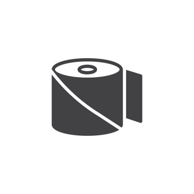 Bandaj simge vektör, dolu düz işareti, üzerinde beyaz izole katı piktogram. Tıbbi rulo sıva yardım sembolü, logo illüstrasyon.