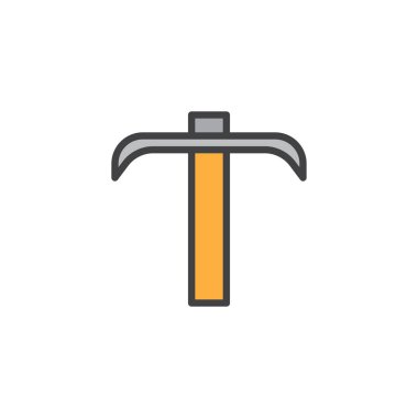 Doldurulmuş anahat simgesini, çizgi vektör işareti, üzerinde beyaz izole doğrusal renkli sembol seç. İtfaiyeci kazma sembolü, logo illüstrasyon. Piksel mükemmel vektör grafikleri