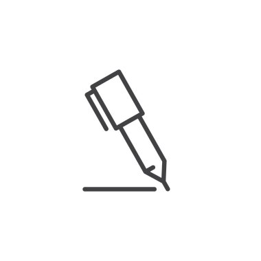 Pen satırı simgesi, vektör işareti, anahat üzerinde beyaz izole doğrusal stil piktogram. Sembol, logo illüstrasyon yazmak. Düzenlenebilir kontur