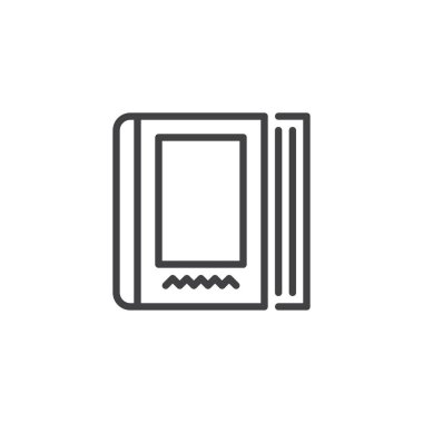 Ansiklopedi kitap anahat simgesi. Mobil kavramı ve web tasarım için doğrusal stili işaret. Eğitim basit çizgi vektör simgesi. Sembol, logo illüstrasyon. Piksel mükemmel vektör grafikleri