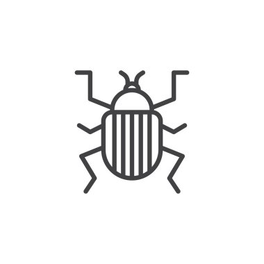 Colorado böceği satırı simgesi, anahat vektör işareti üzerinde beyaz izole doğrusal stil piktogram. Haşere sembolü, logo illüstrasyon. Düzenlenebilir kontur